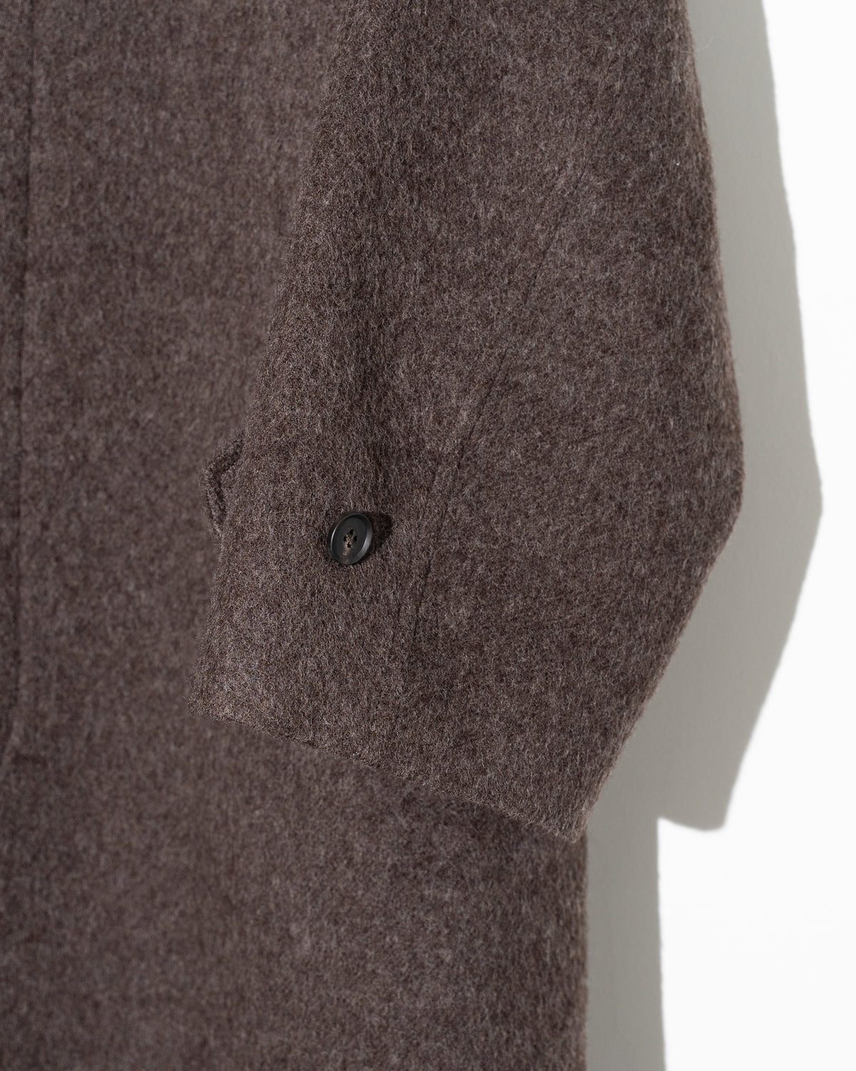 SINGLE BREASTED WOOL COAT - BROWN