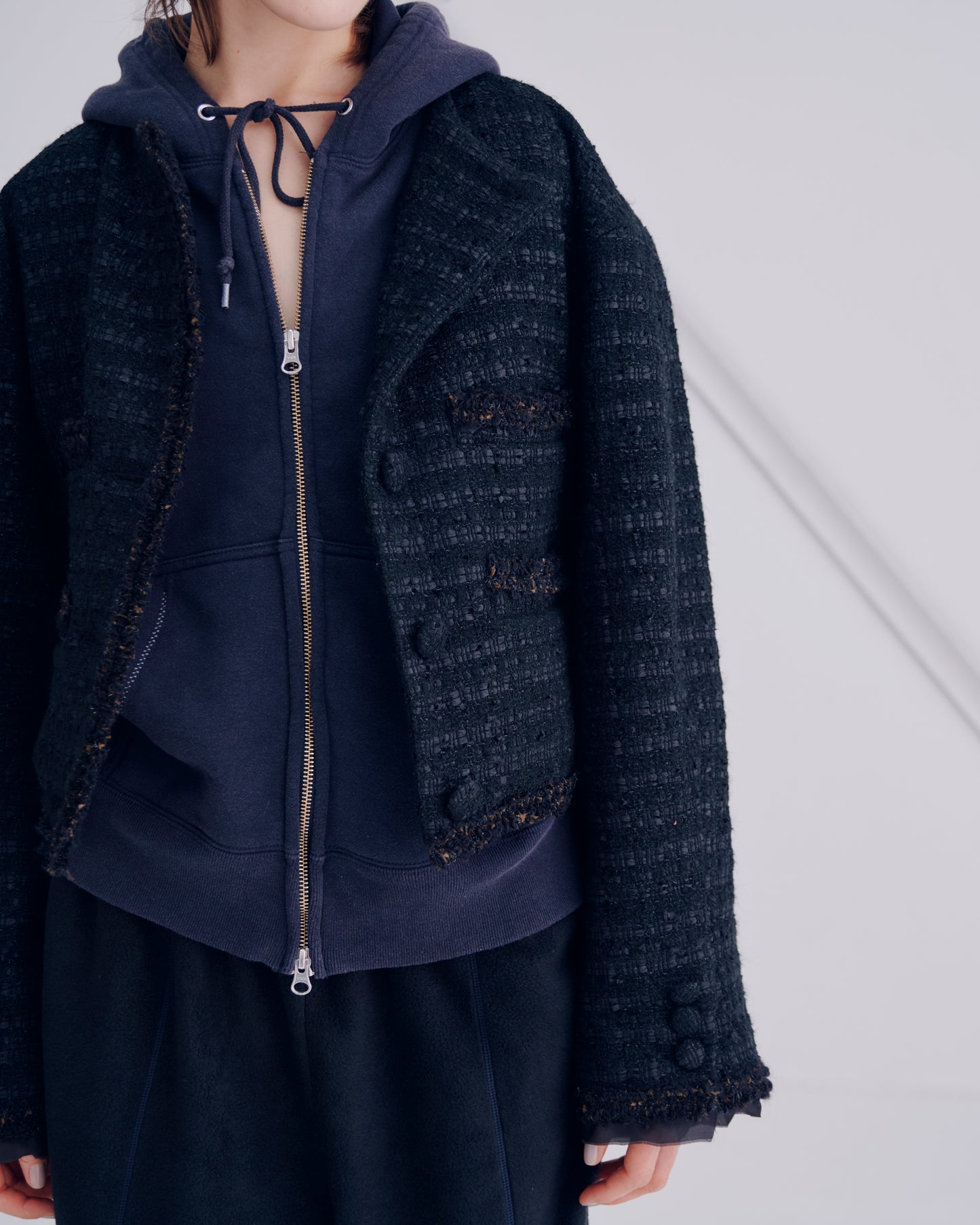 FADE SWEAT ZIP HOODIE - NAVY