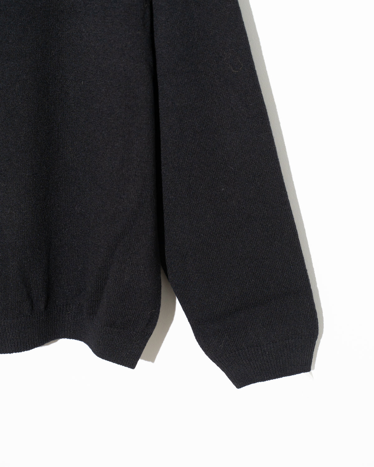 WOOL OPEN COLLAR KNIT SHIRTS - BLACK