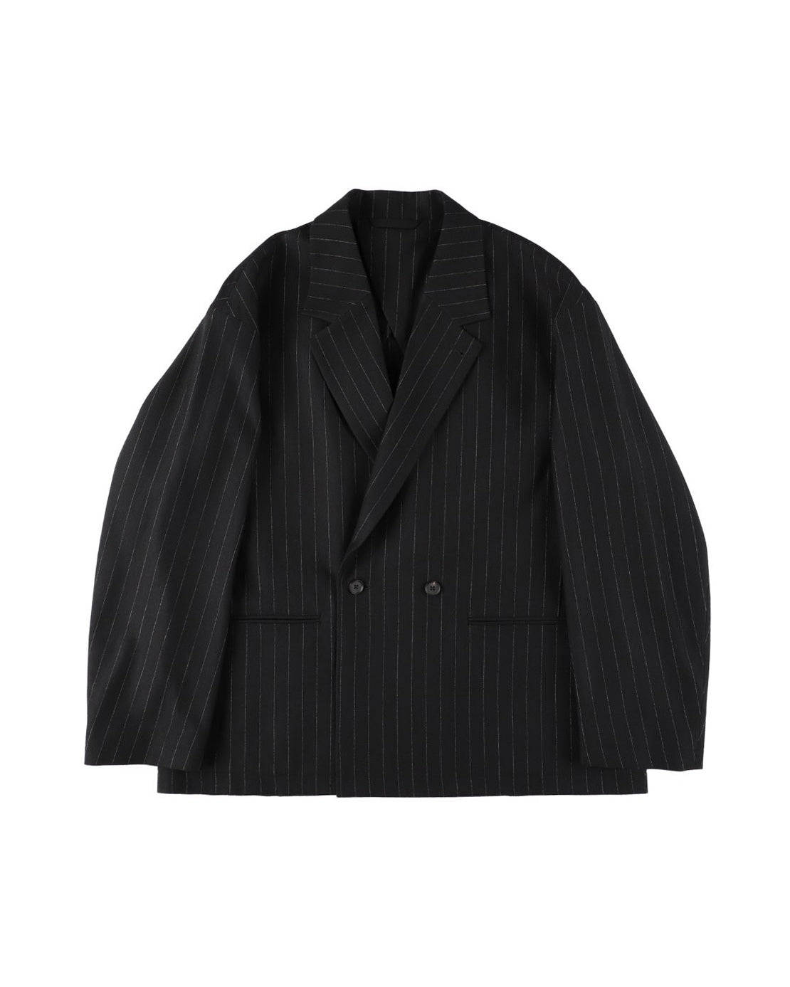 36G WOOL STRIPE DOUBLE JACKET - BLACK