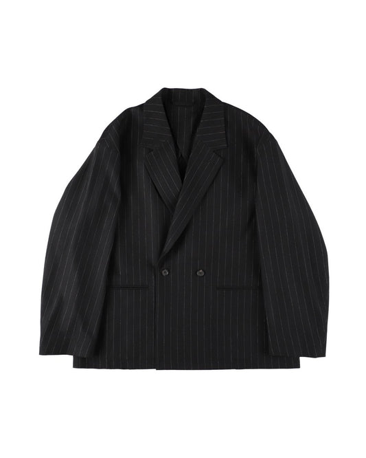 36G WOOL STRIPE DOUBLE JACKET - BLACK