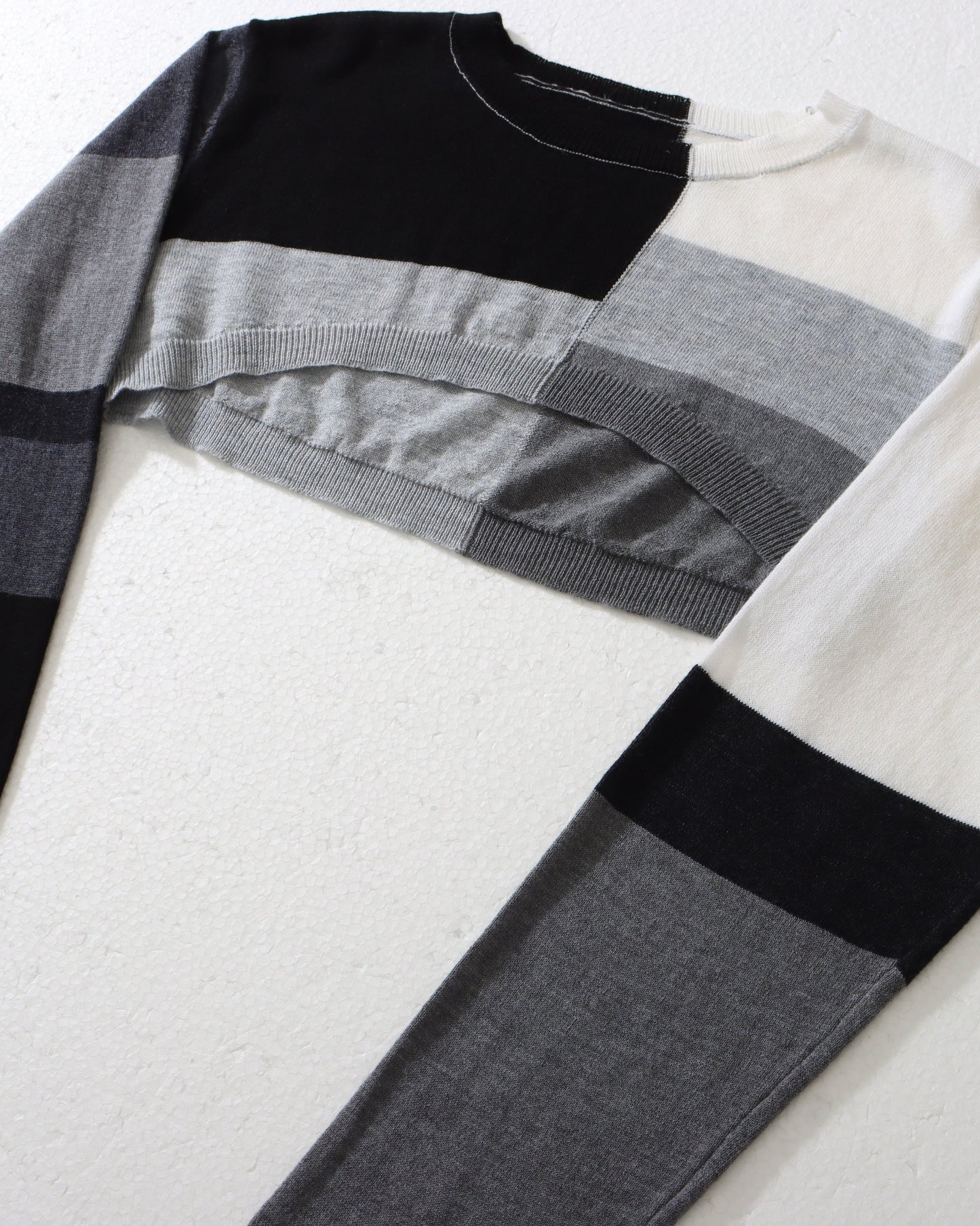PATCHWORK KNIT TOP - BLACK
