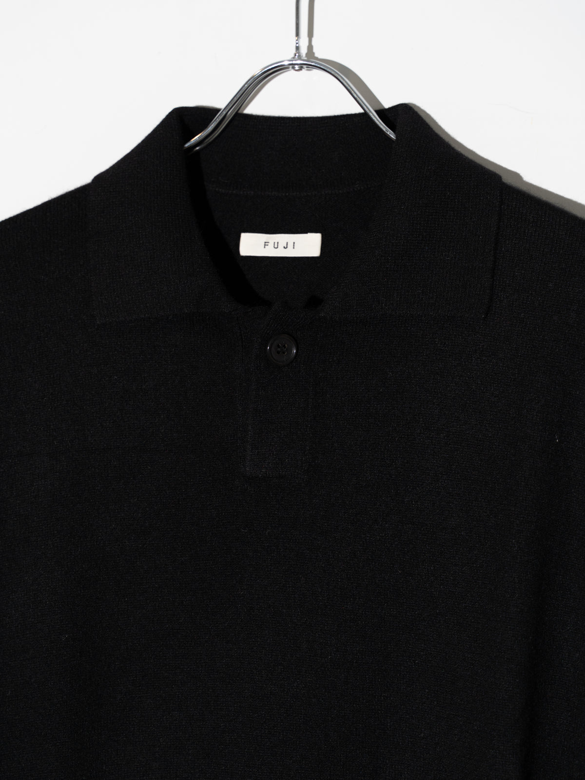 CASHMERE KNIT POLO - BLACK