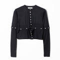 WOOL JERSEY DETACHABLE CARDIGAN - BLACK