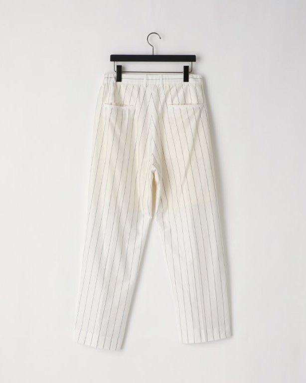 28G SILK RAMIE GLITTERY STRIPE TUCK EASY PANTS - WHITE