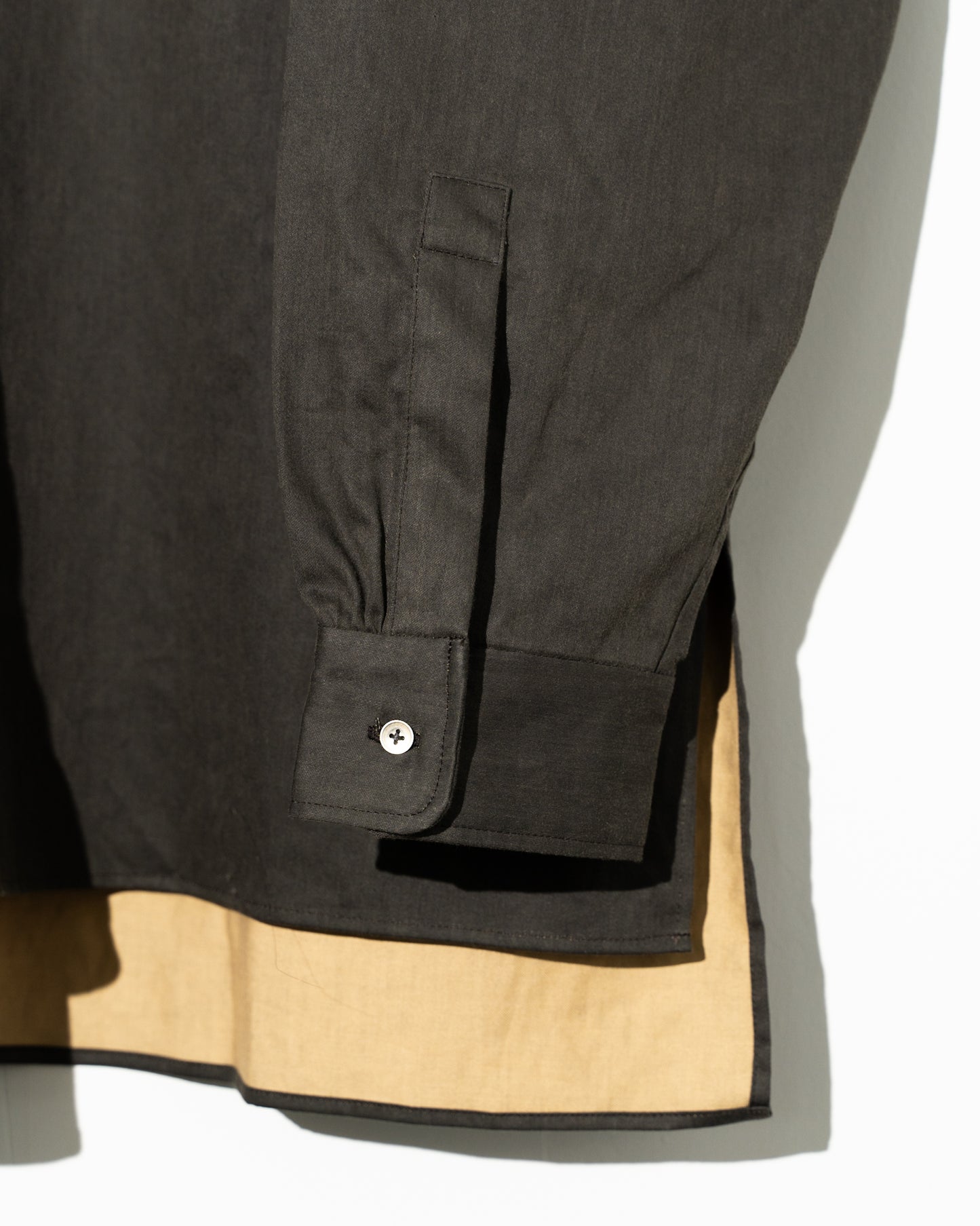 COTTN DYED SATIN OVER SIZE PULL OVER SHIRTS - BLACK