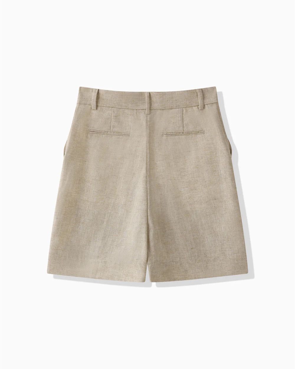 RAYON LINEN LAME SHORTS - BEIGE