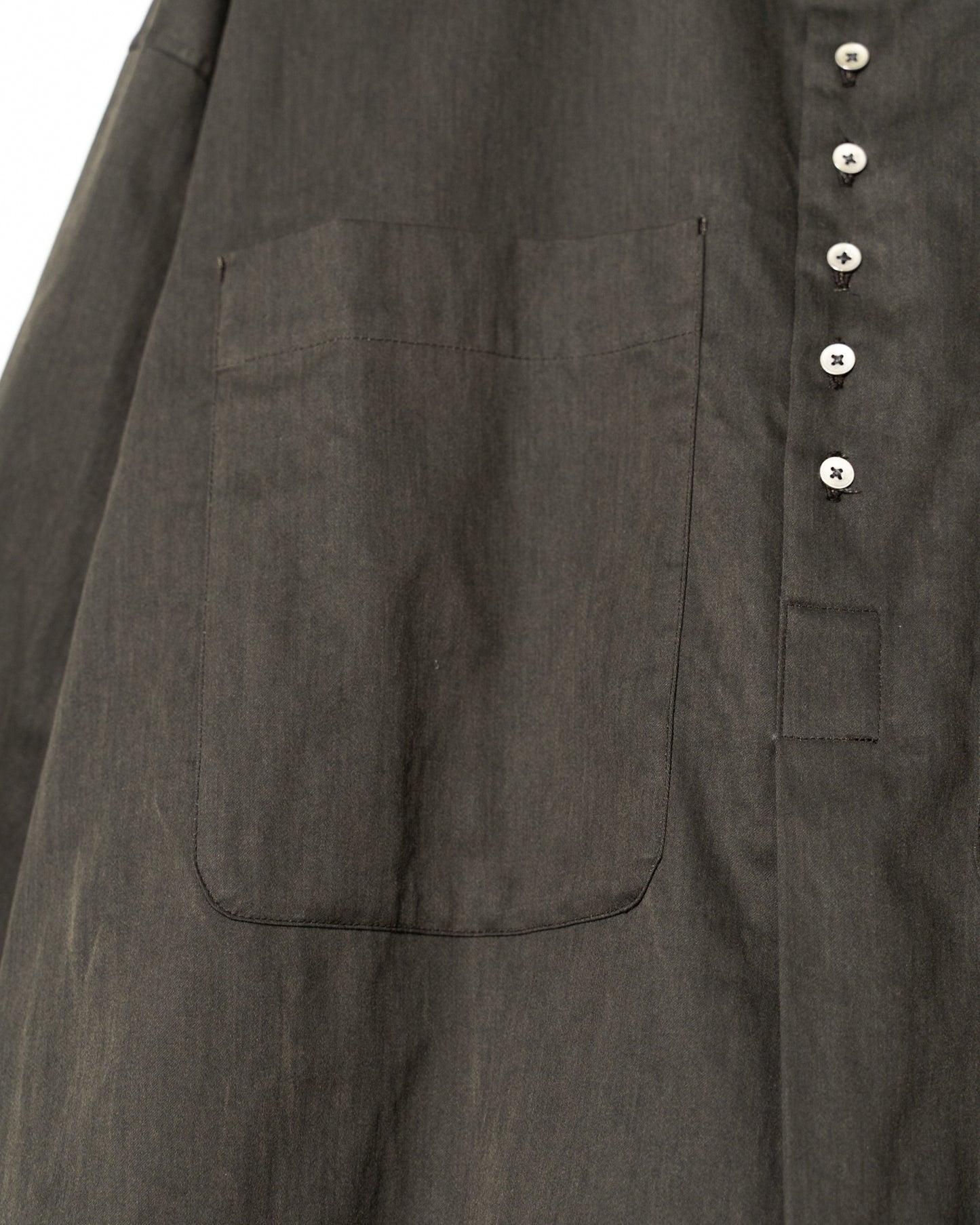 COTTN DYED SATIN OVER SIZE PULL OVER SHIRTS - BLACK