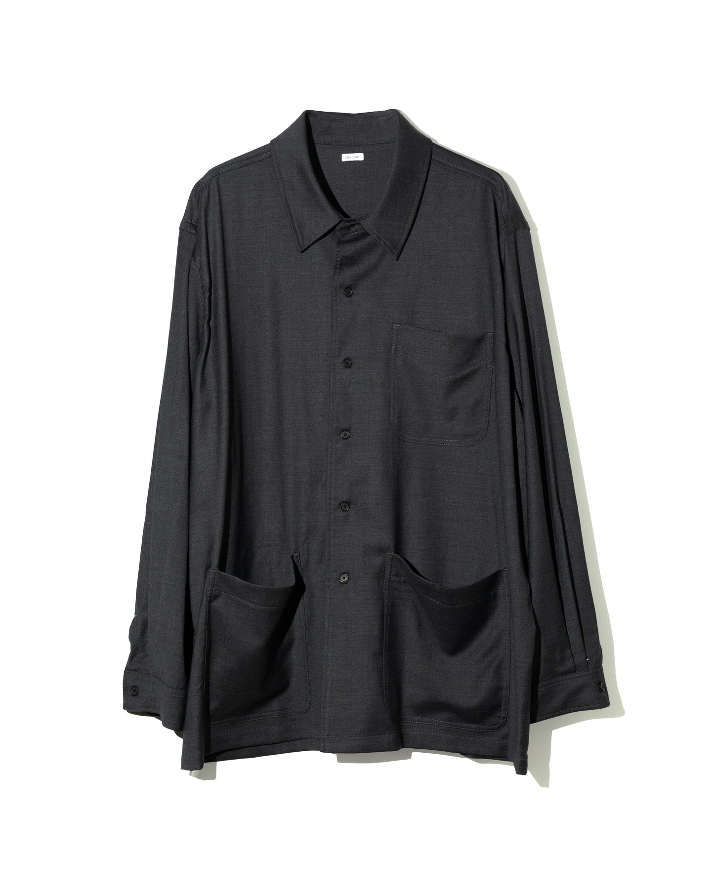 WOOL SILK CHORE JACKET - CHARCOAL GRAY