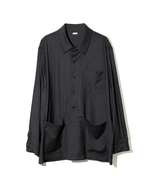 WOOL SILK CHORE JACKET - CHARCOAL GRAY