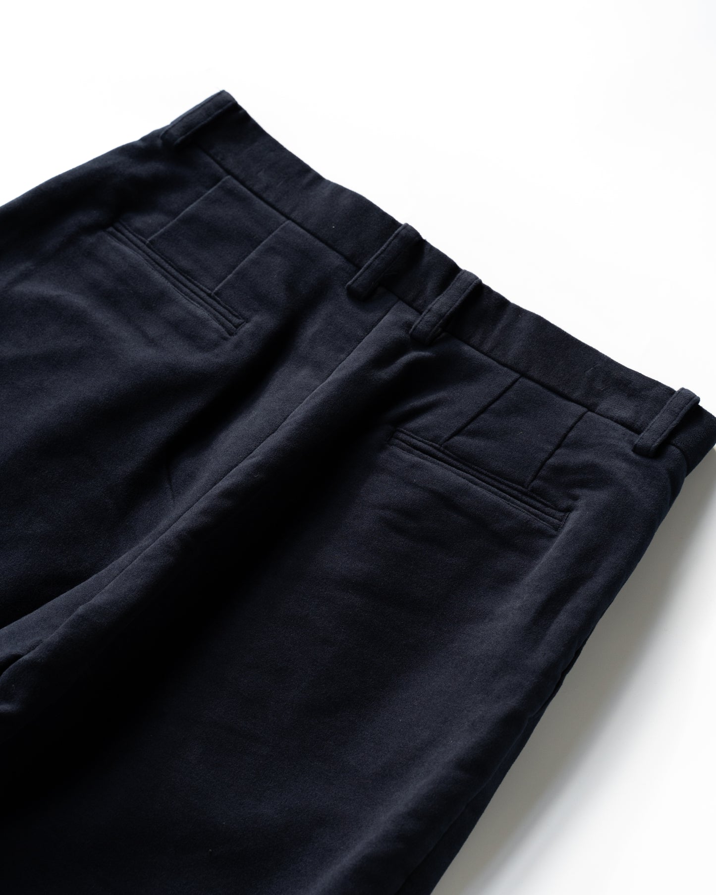 BRITISH MOLESKIN 2 TUCK WIDE PANTS - NAVY