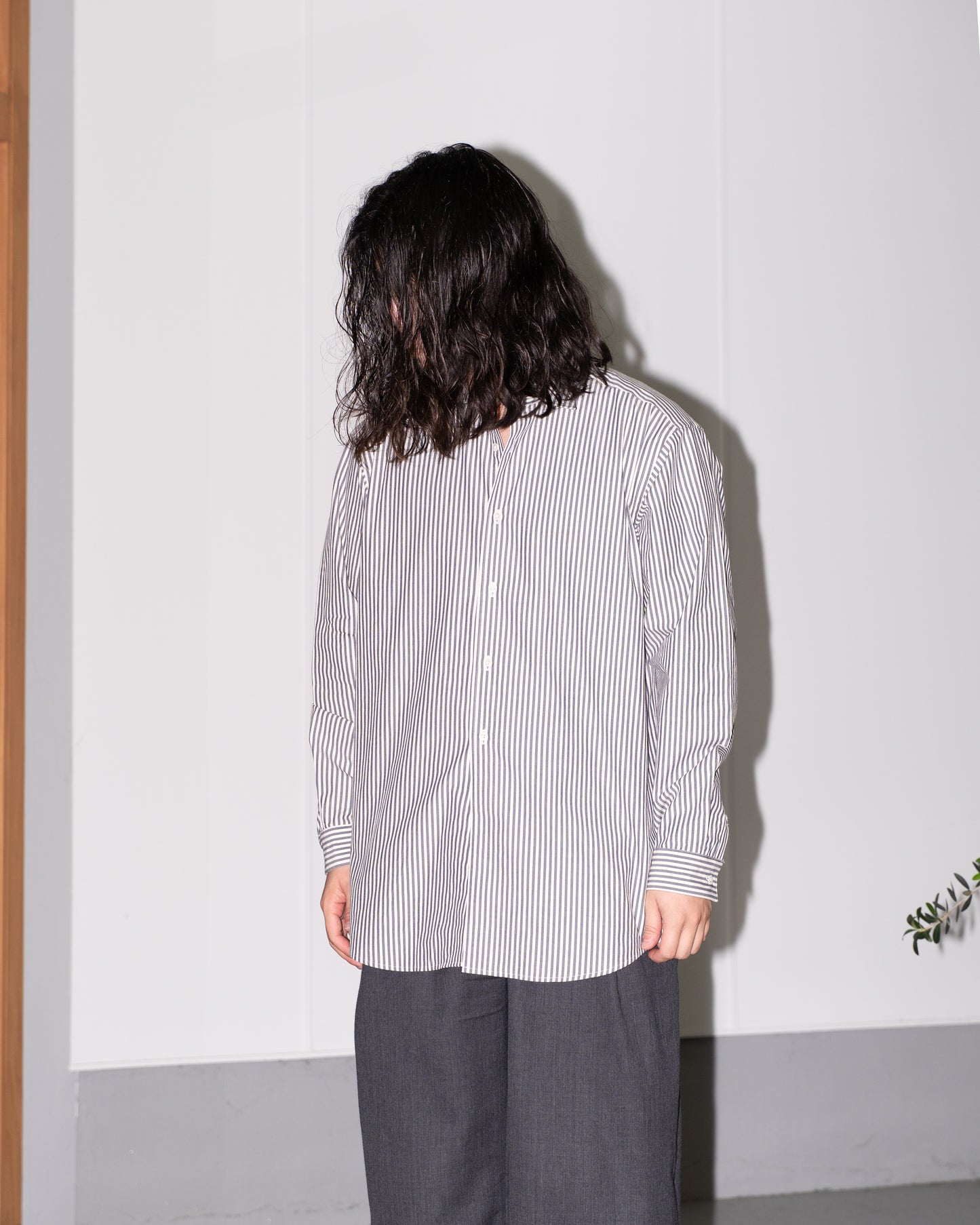 COTTON STRIPE SHIRT - NAVY