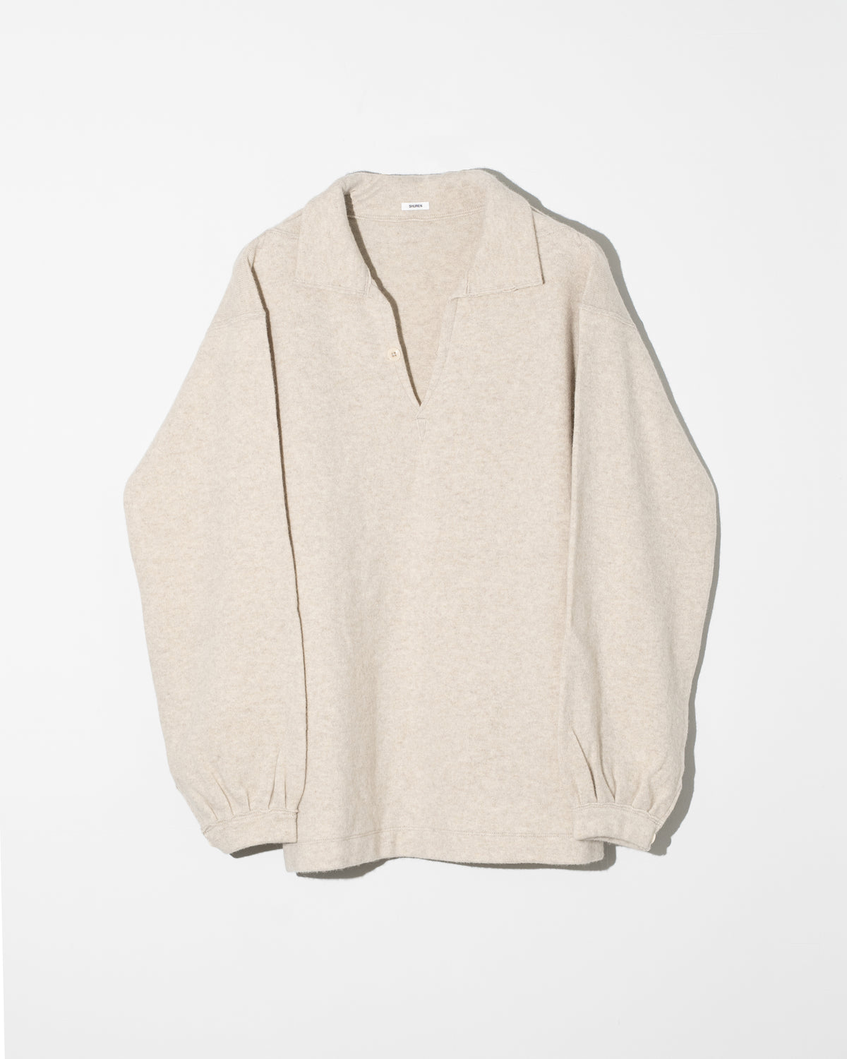 LAMBS CASHMERE KNIT SHIRT - BEIGE