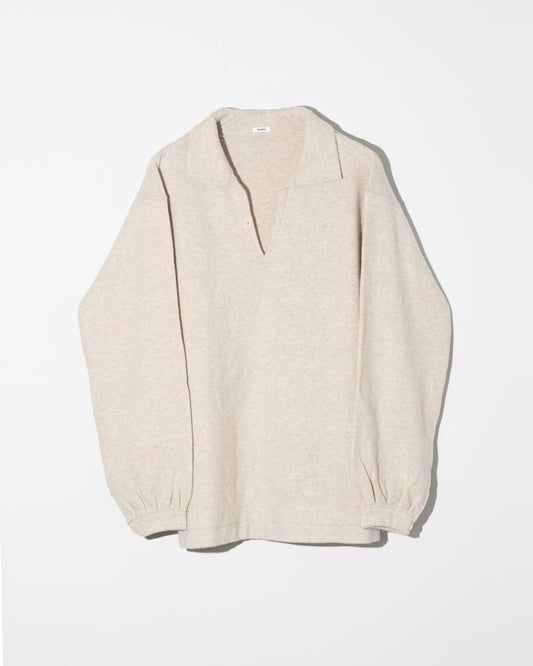 LAMBS CASHMERE KNIT SHIRT - BEIGE