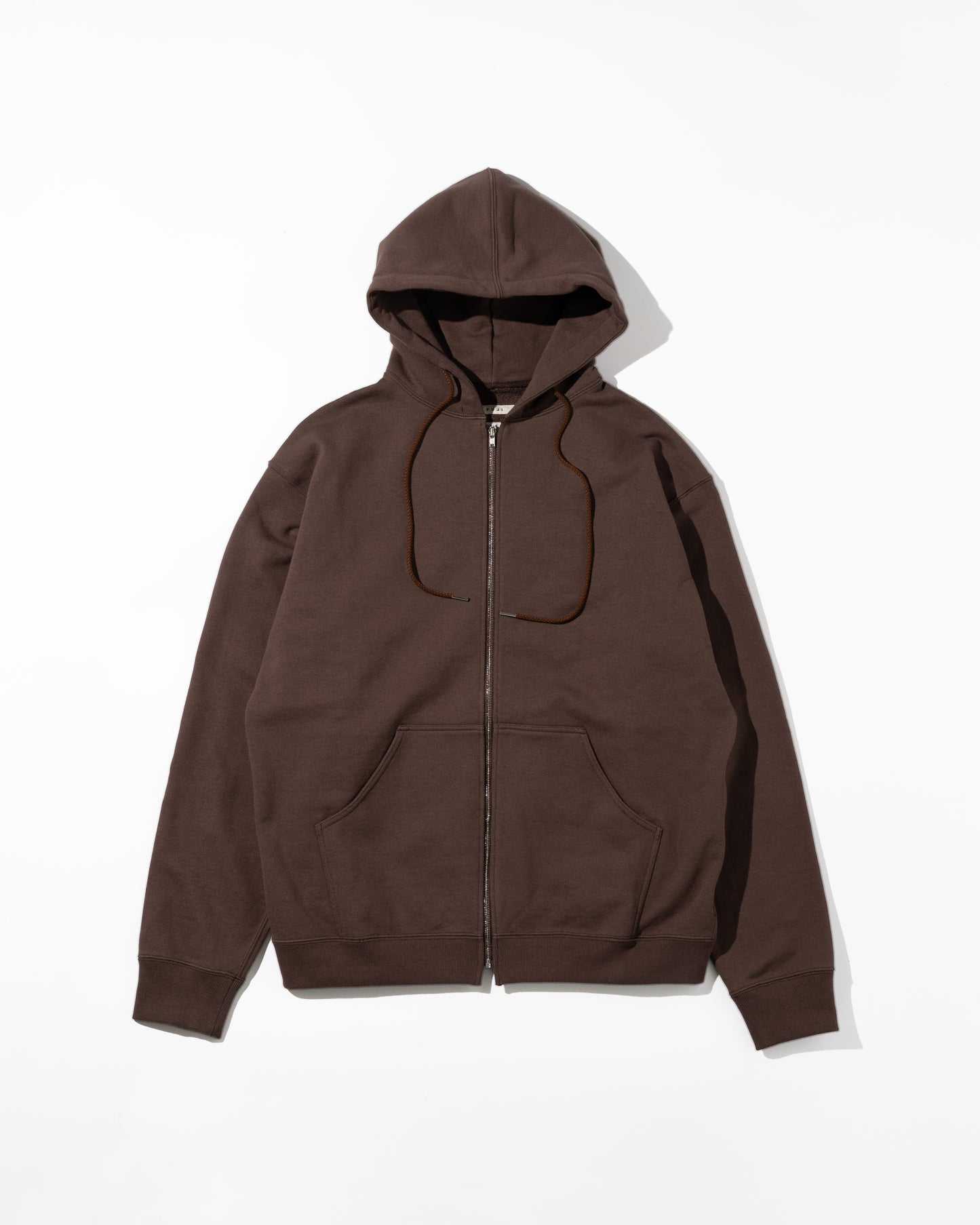 COTTON ZIP UP HOODIE - BROWN