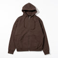 COTTON ZIP-UP HOODIE - BROWN