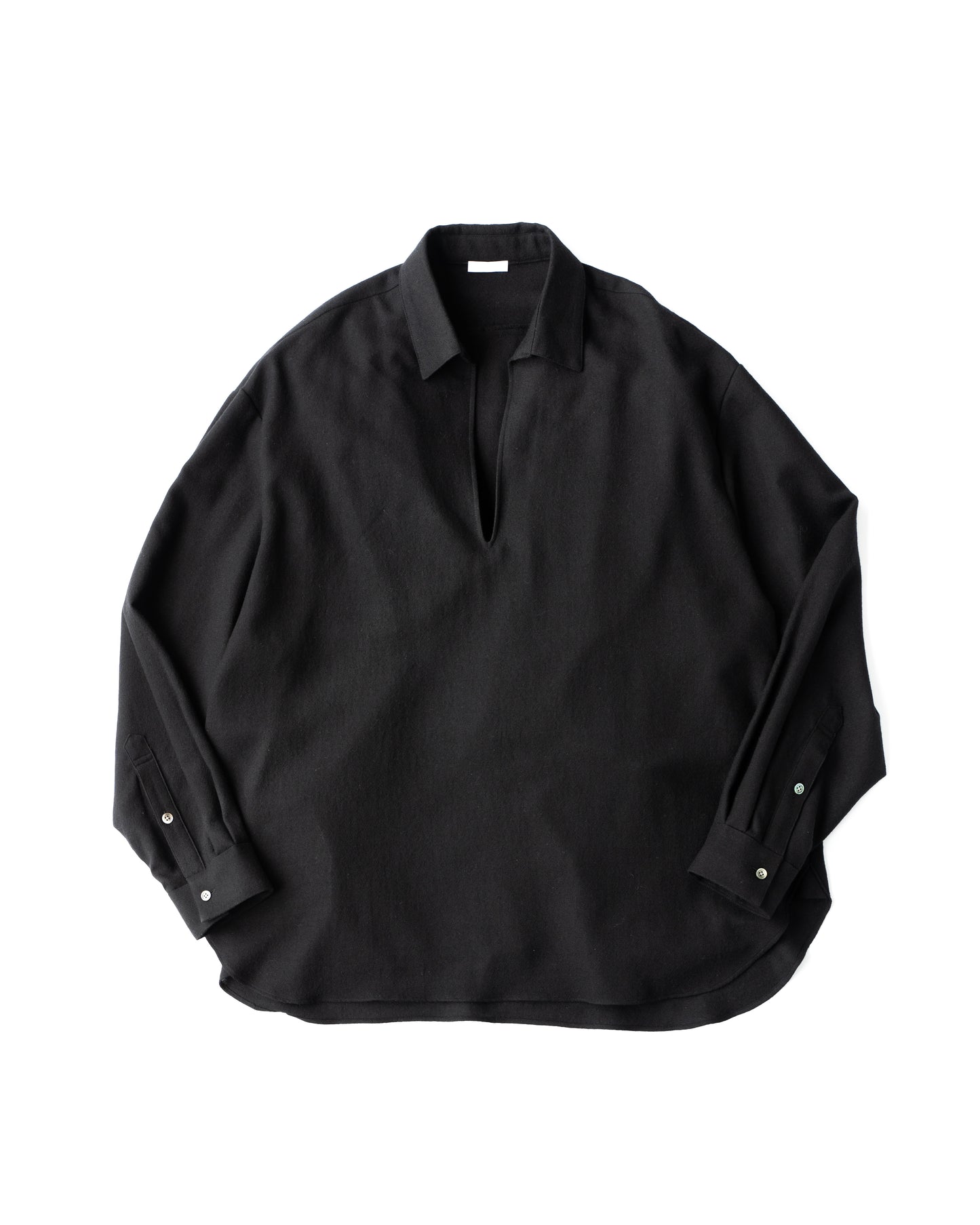 SOFT WOOL SKIPPER SHIRT - BLACK