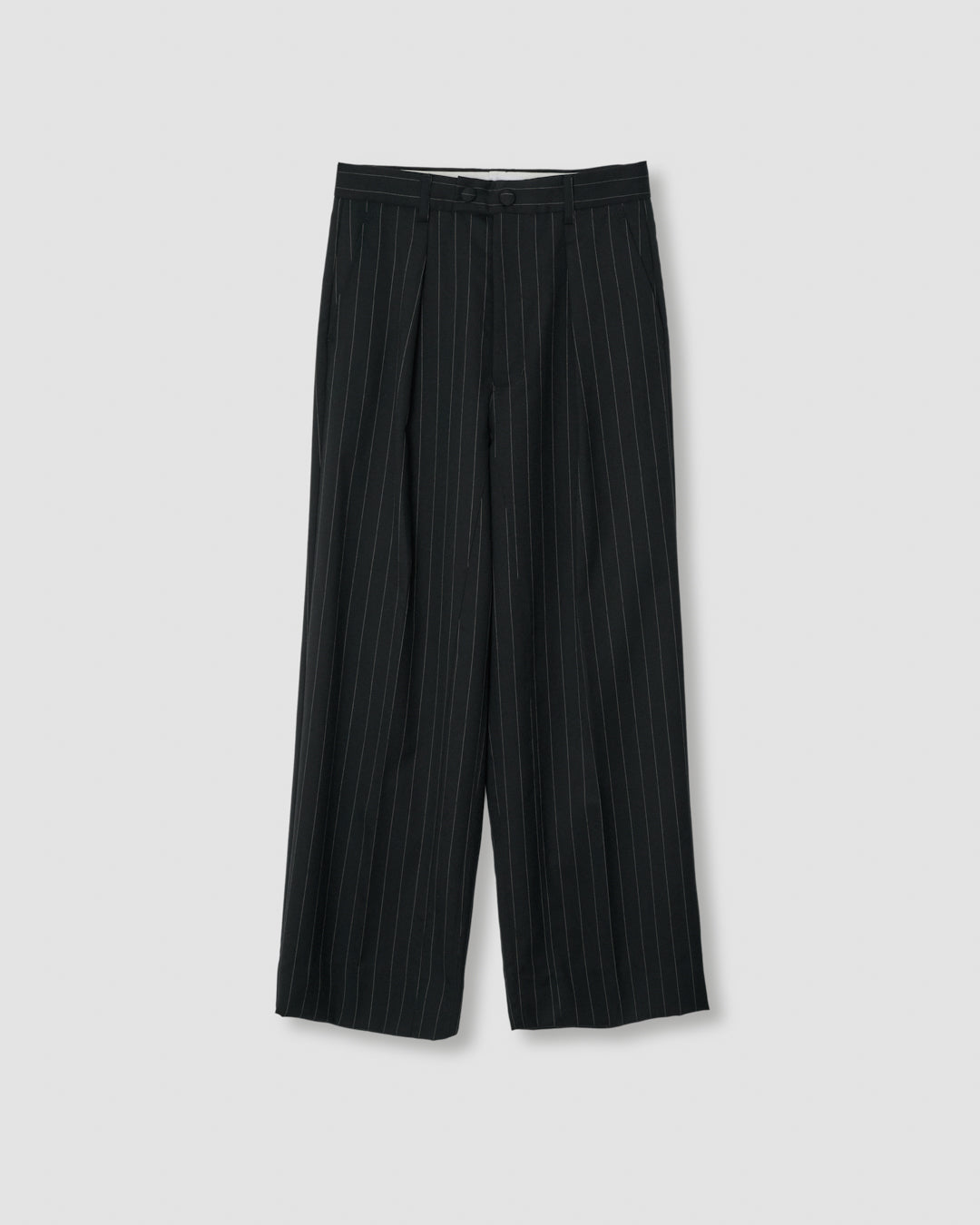 WOOL TUCK SLACKS - STRIPE BLACK