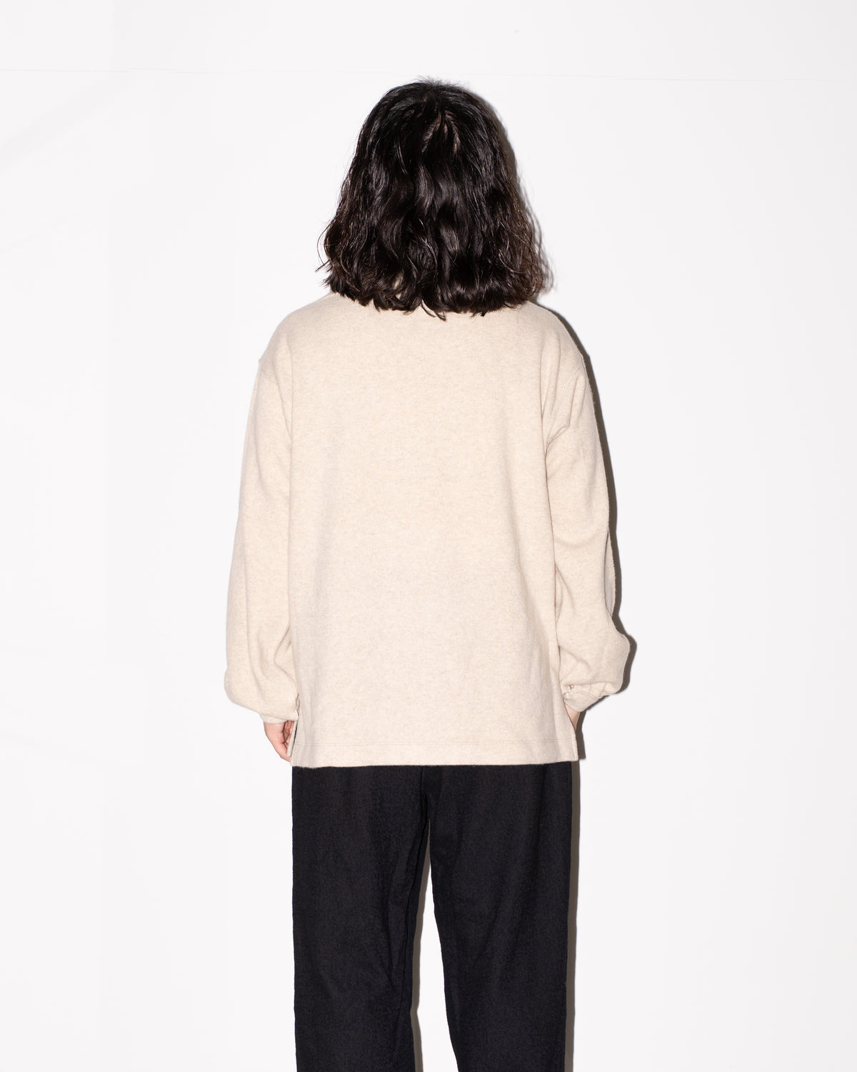 LAMBS CASHMERE KNIT SHIRT - BEIGE