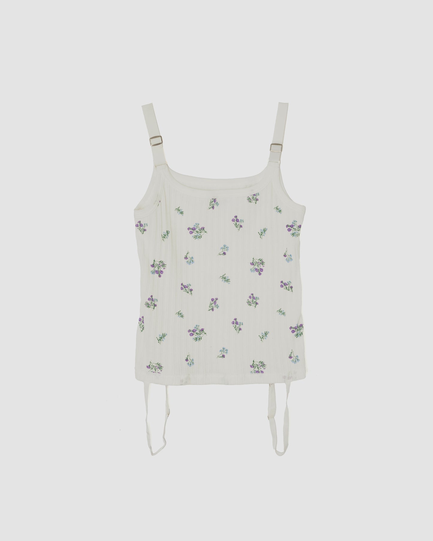 COTTON EYELET RIB FLOWER UP DOWN CAMISOLE - FLOWER