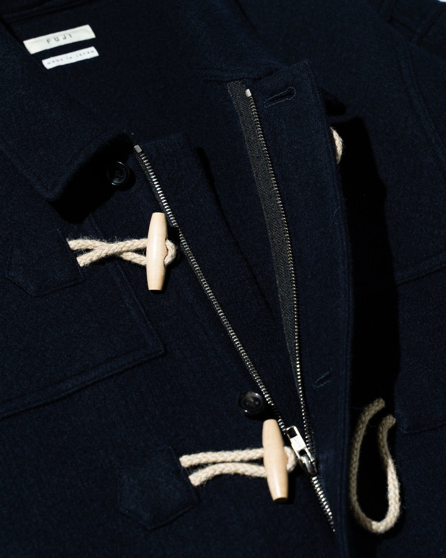 MELTON WOOL DUFFEL COAT - NAVY