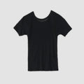 COTTON NYLON SHEER RIB S/S - BLACK