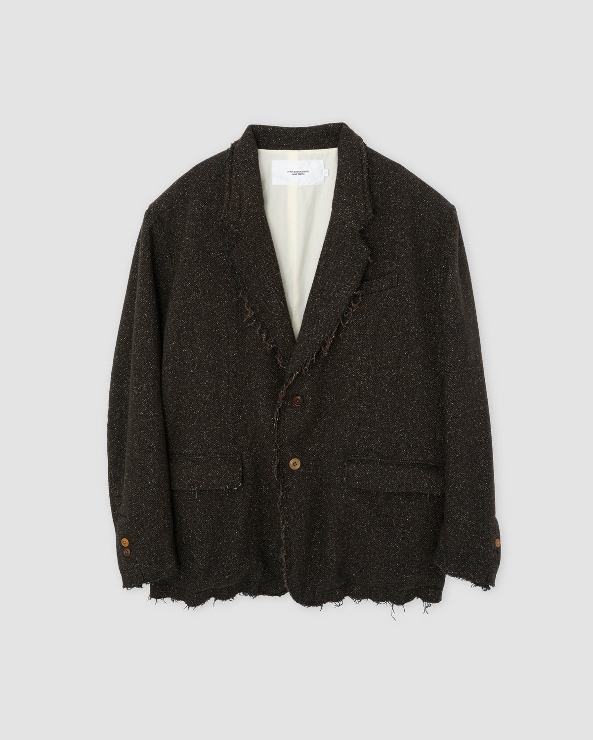 GARMENT WASHED SILKNEP TWEED JACKET - DARK BROWN