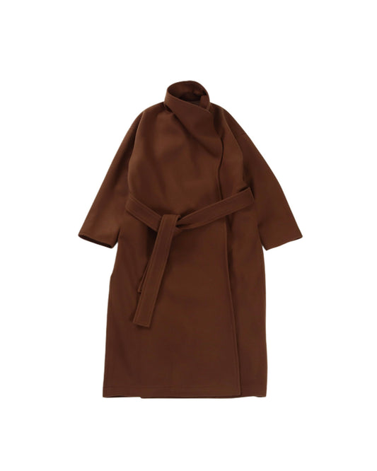 SLOW WRAP COAT - BROWN