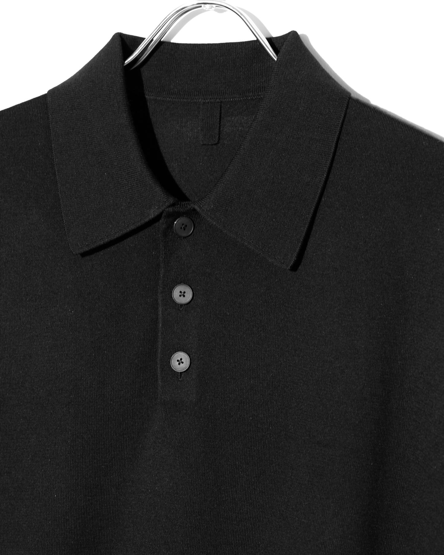 CO/ SI KNIT POLO PO - BLACK