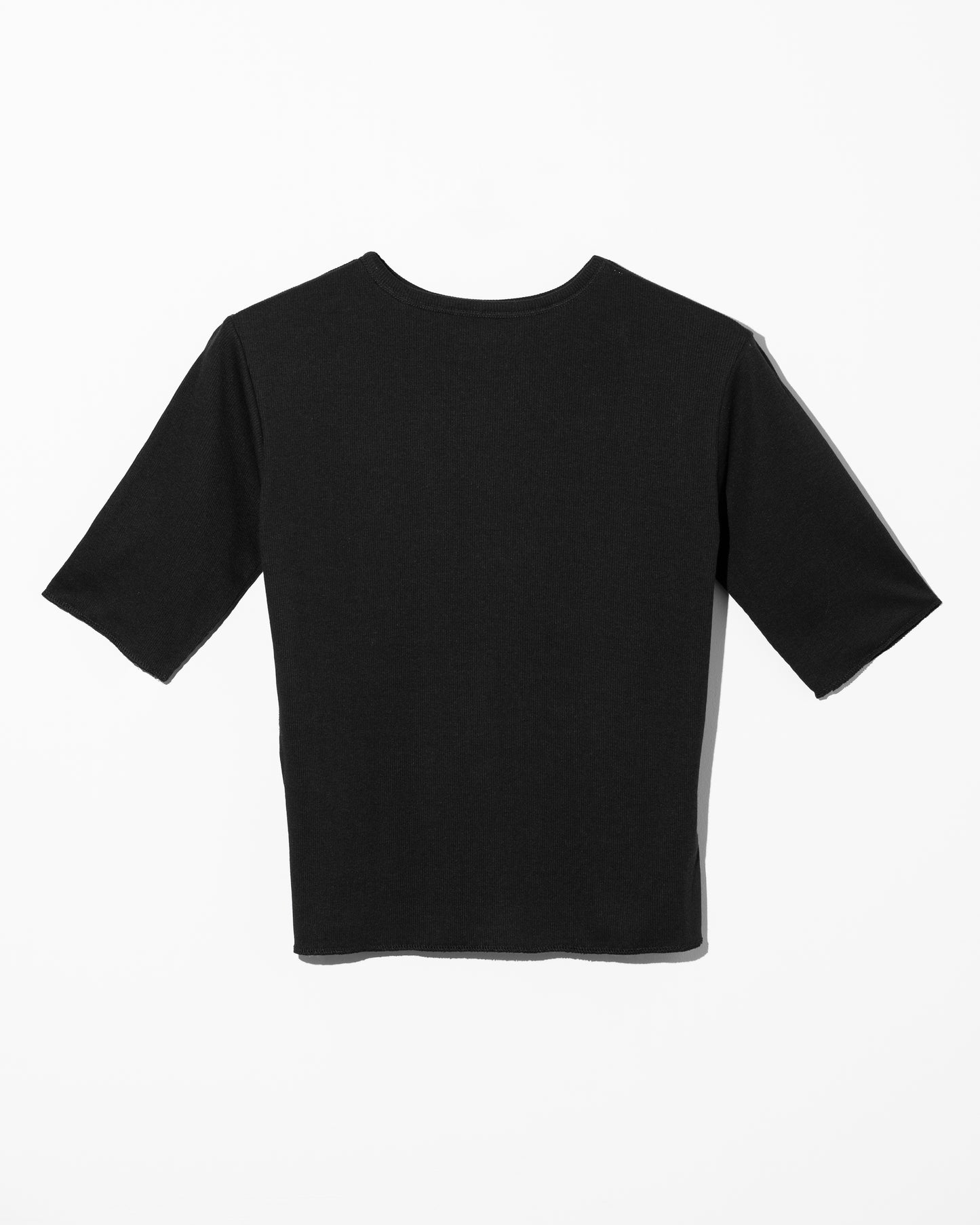 SOFT RIB HALF-SLEEVE TEE - BLACK