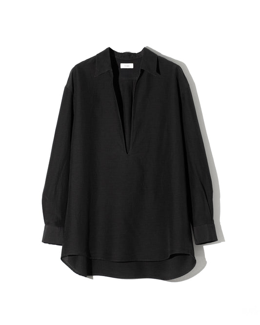 SKIPPER SHIRT/SILK COTTON RIPSTOP - BLACK