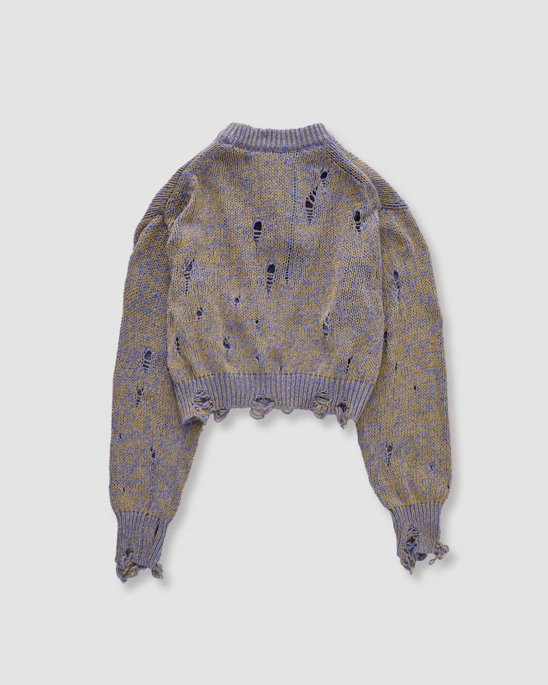 DAMAGE COTTON KNIT CREW NECK - PURPLE MIX