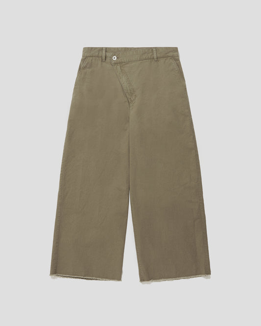 COTTON CATION TWIST WIDE PANTS - SMOKY BEIGE