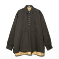 COTTN DYED SATIN OVER SIZE PULL OVER SHIRTS - BLACK