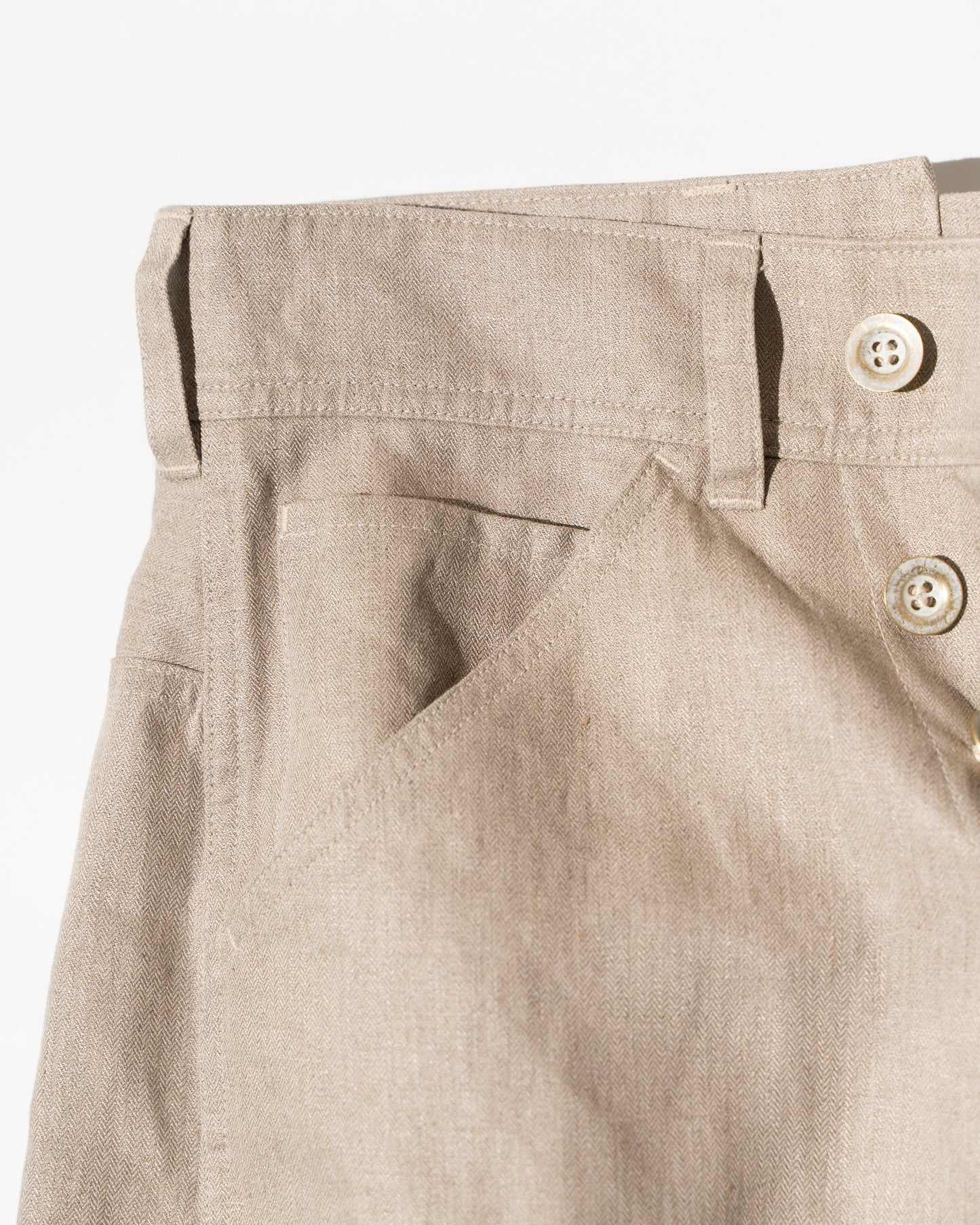 BACK ADJUST PANTS / HERRINGBONE - ECRU
