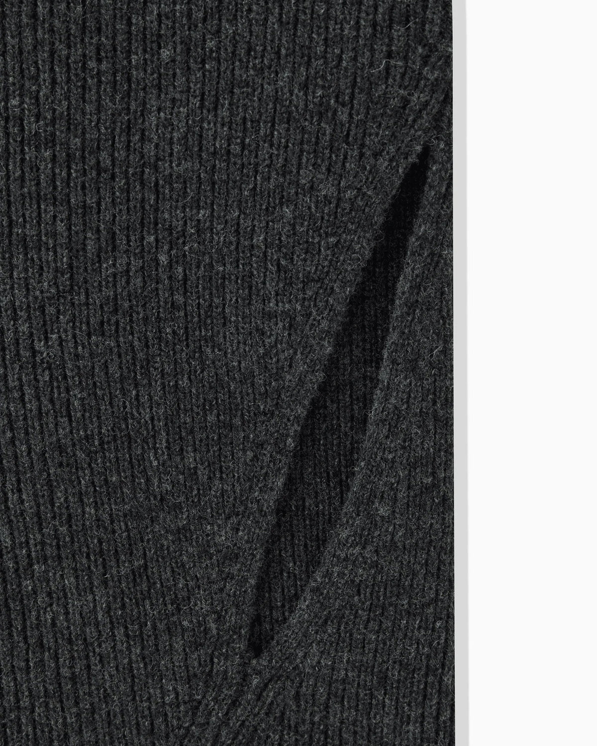WOOL RIB KNIT PONCHO - DARK GRAY