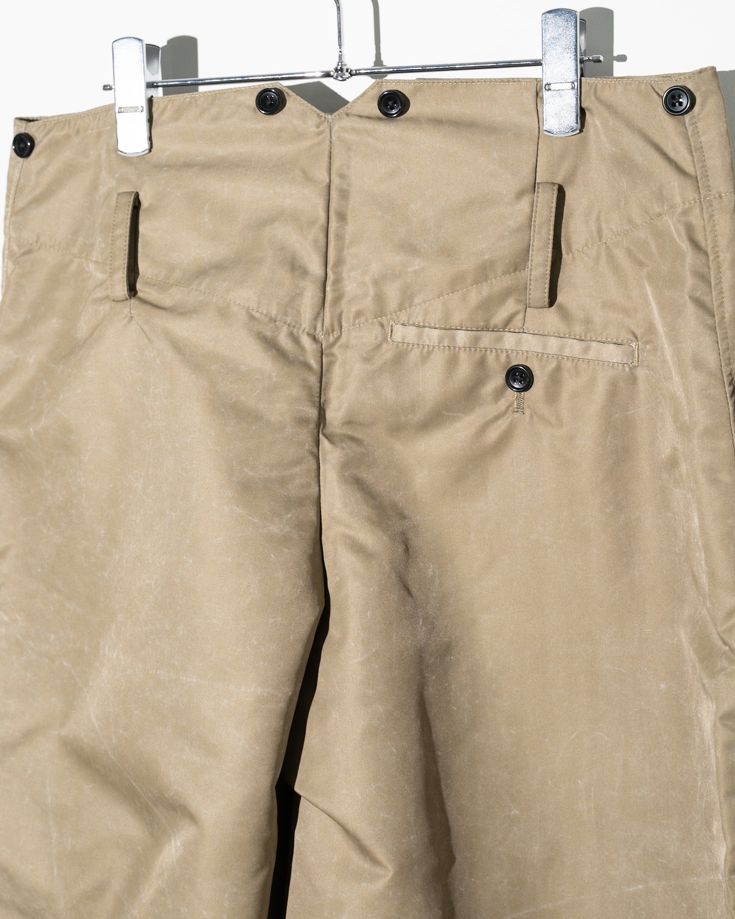 MILITARY NYLON TWILL WIDE PANTS - BEIGE