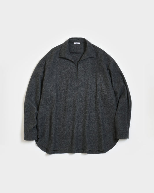 CASHMERE SKIPPER SHIRT - CHARCOAL GRAY