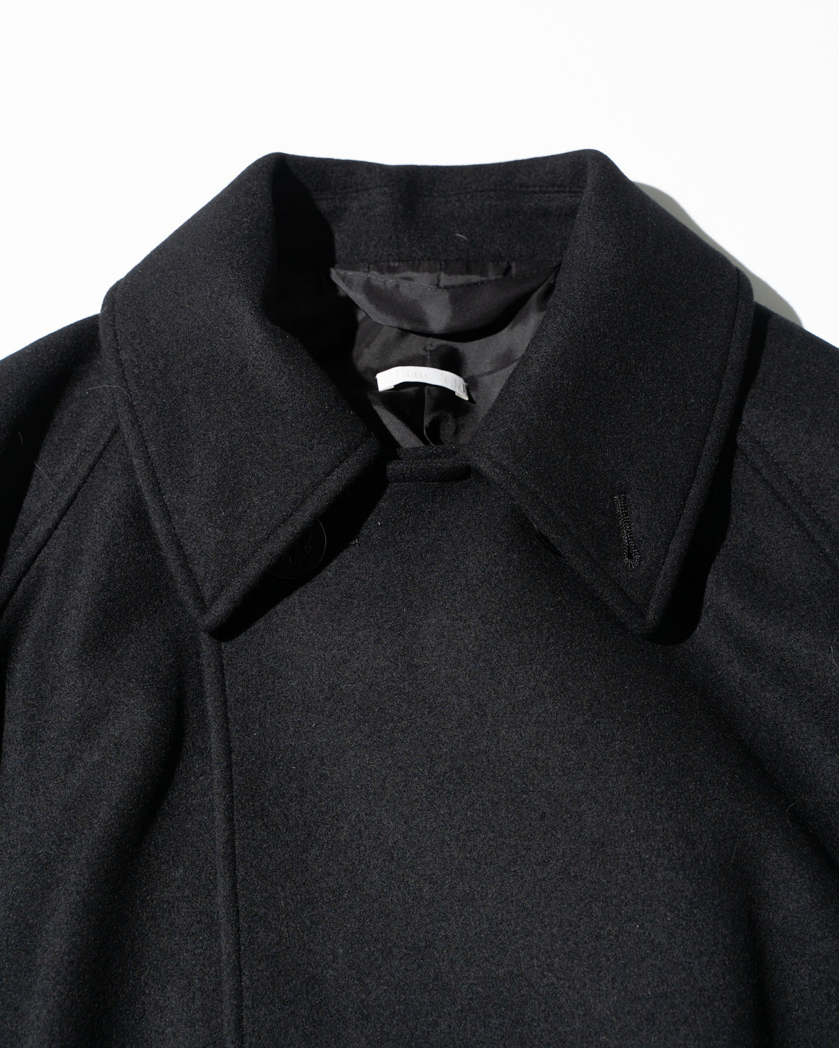 WOOL RAGLAN PEA COAT - BLACK