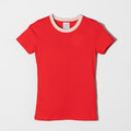 FRESCA ZERO LIGHT RIB CREW NECK SHORT SLEEVE T - P.RED×BEIGE TOP