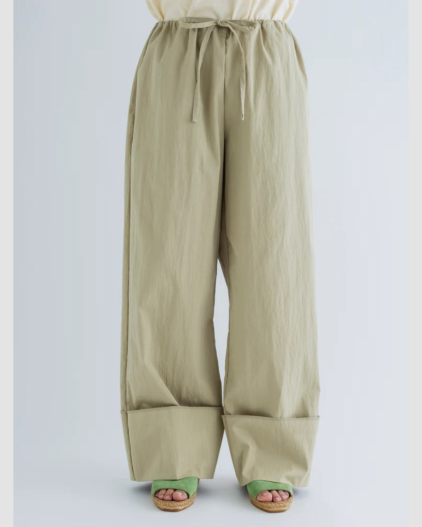 WAIST CORD WIDE PANTS - BEIGE