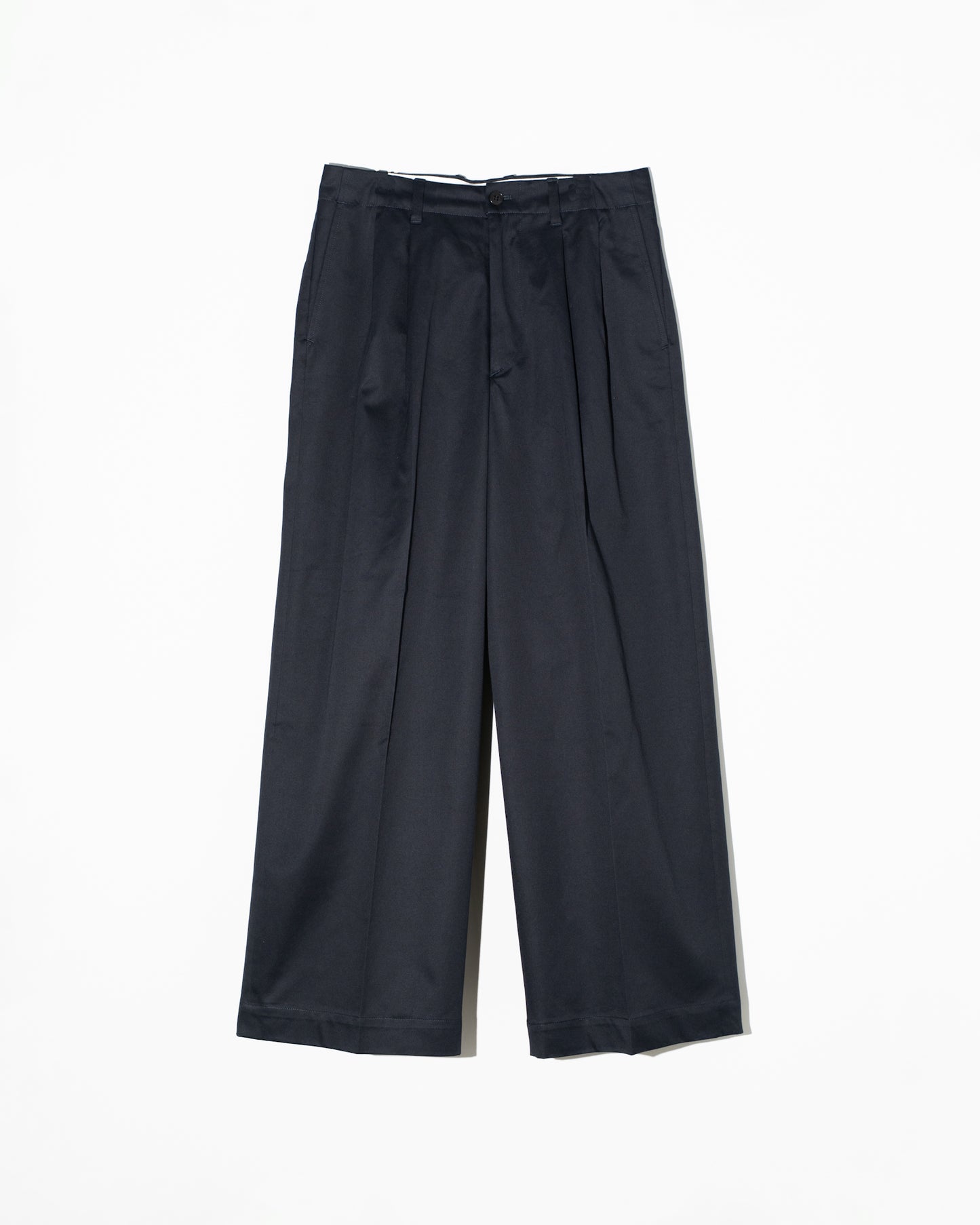 2TUCK WIDE CHINO TROUSERS - NAVY