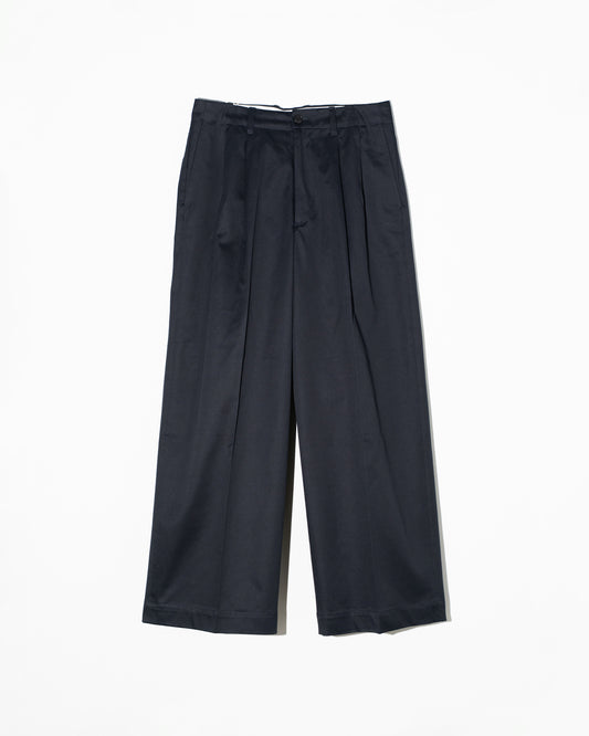 2TUCK WIDE CHINO TROUSERS - NAVY