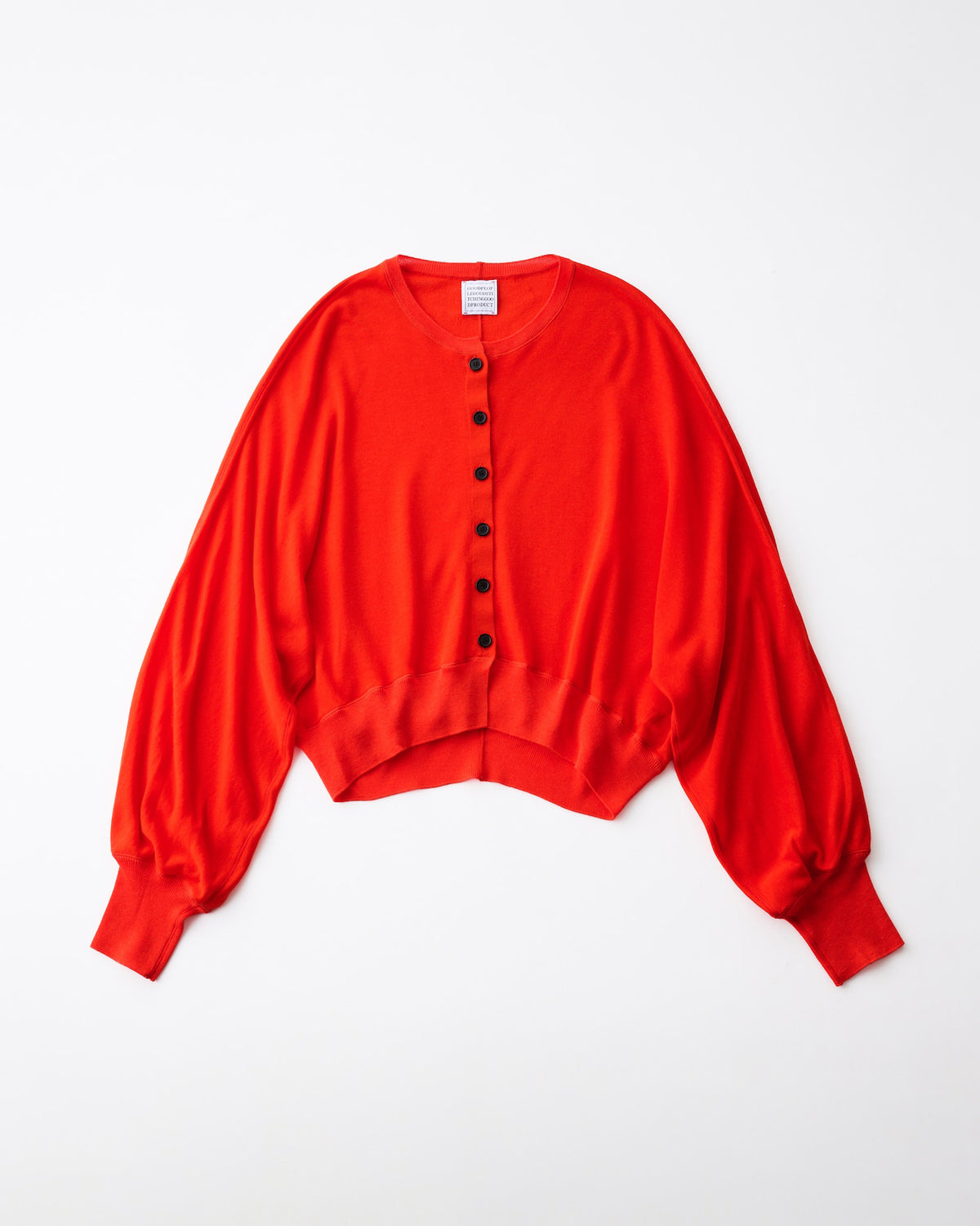 TENCEL CASHMERE SILK KNIT CROPPED CREW NECK CARDIGAN - SCARLET