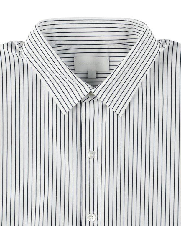 46G ATMOSPHERE STRIPE SHIRT - WHITE NAVY