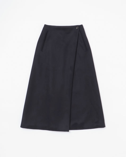 LAMBSWOOL MELTON LONG SKIRT - NAVY