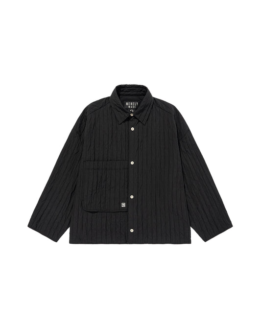 QUILTED CROPPED SHIRTS - BLACK