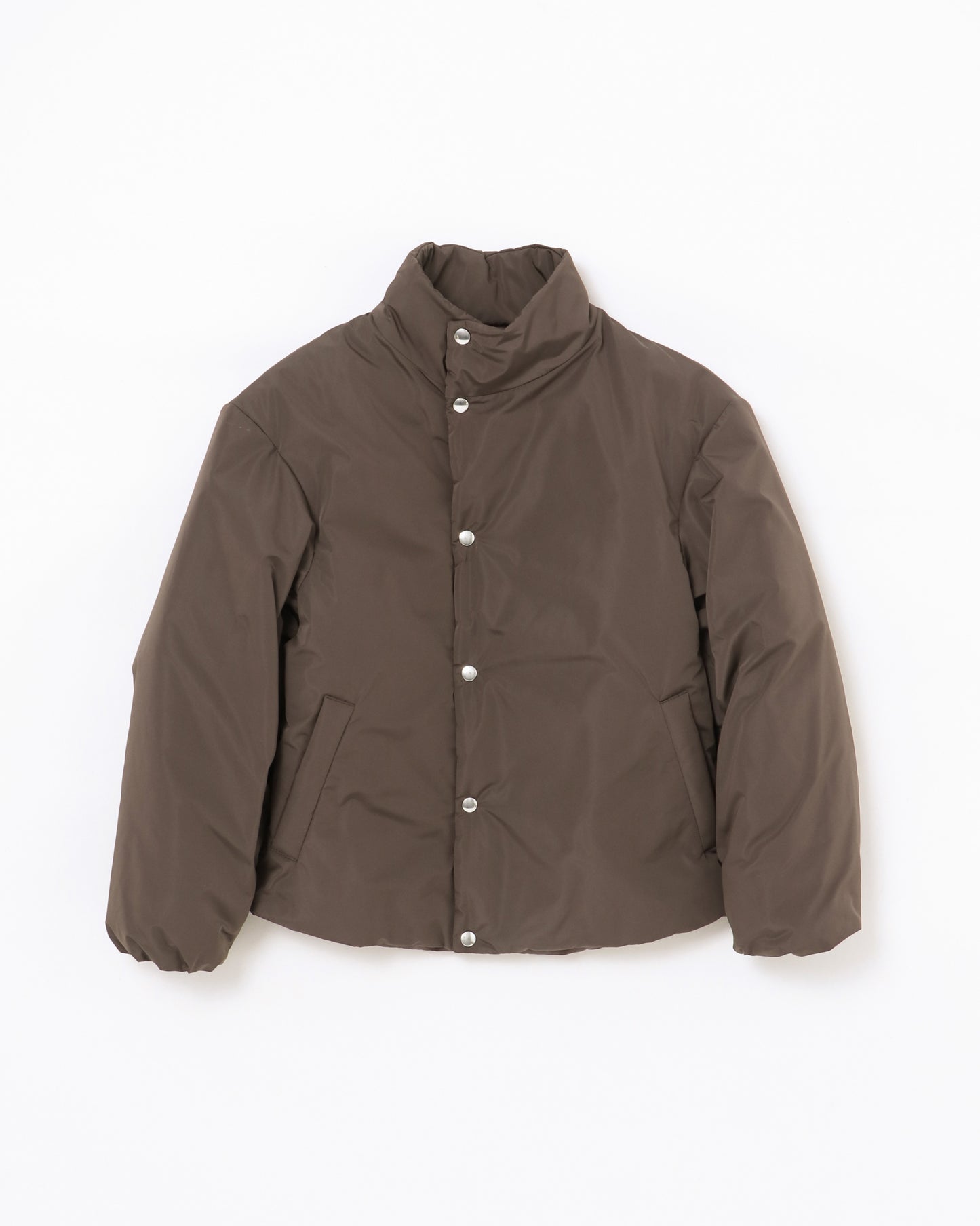 SILK POLYESTER PADET JACKET - BROWN
