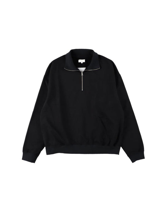 36G SUPER FINE GAUGE HALF ZIP PULLOVER - BLACK