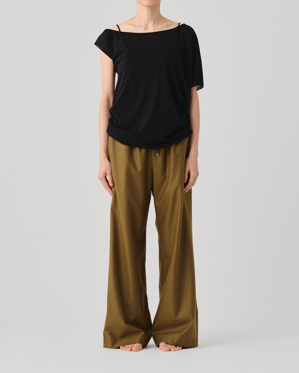 FRESCA ZERO JERSEY 3WAYS LAYERED ONE PIECE T - BLACK